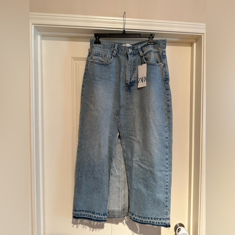 ZARA BLOGGERS FAV TRF LONG DENIM SKIRT - Picture 14 of 14